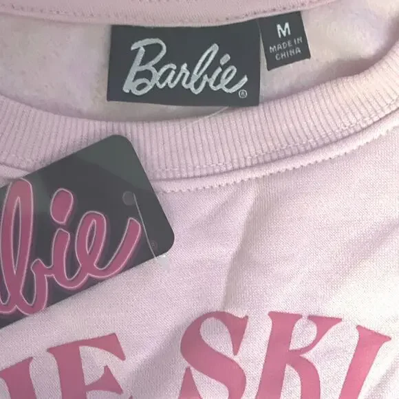 Barbie sweatshirt pink ski club barbiecore collector winter snowflakes junior M - Picture 3 of 4